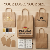 Bolsa de Papel Kraft Reciclado Clásica con Logotipo Impreso Personalizado, Bolsa de Compras Desechable con Asa Larga