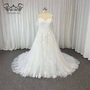 Feishiluo Luxurious Bead Lace Bride Gown Dress A-line Off-Shoulder Wedding Dresses For Women Wedding Gowns