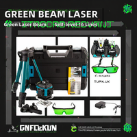 Niveau laser vert DIY haute qualité, 16 lignes, auto-nivelant, batterie au lithium, récepteur 360°, trépied inclus