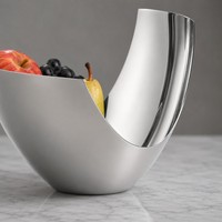 Corbeille à fruits ovale asymétrique en acier inoxydable poli, moderne et durable, pour la décoration de table de cuisine, de salle à manger ou de fête