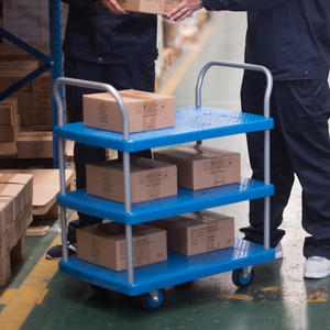 Carrello <span class=keywords><strong>a</strong></span> <span class=keywords><strong>mano</strong></span> <span class=keywords><strong>per</strong></span> il trasporto di magazzino industriale con <span class=keywords><strong>ruote</strong></span> mute <span class=keywords><strong>a</strong></span> 3 livelli in plastica - Product Image 6