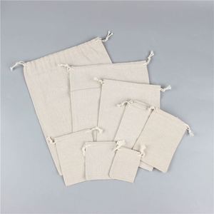 Sacs cadeaux en coton et lin à cordon personnalisés avec logo, imprimés par transfert thermique, en mousseline naturelle écologique, couleur personnalisée - Product Image 4