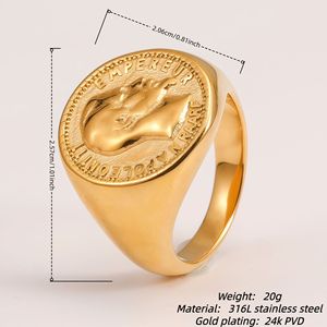 Bague Napoléon française, livraison rapide, acier inoxydable 316 plaqué or, étanche, ne se décolore pas, bijoux pour homme, bague de puissance - Product Image 2