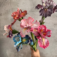 Bouquet de fleurs artificielles en soie Hibiscus et Orchidée fait main - Décoration festive pour mariage, vente en gros d'usine, conception personnalisée