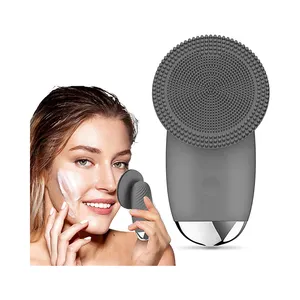 Rechargeable Waterproof Face Scrub Brushes with 5 Gear Storage Base Silicone Facial Cleansing Brush