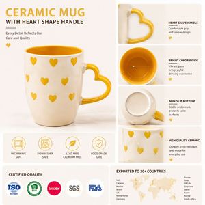 Taza de Café de Cerámica Lista para Enviar con Diseño de Corazón, Interior Colorido para Regalo en el Hogar, 24 Piezas por Caja - Product Image 3
