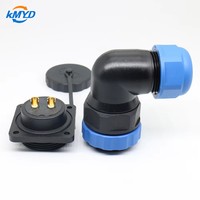 Connecteur d'alimentation étanche IP68 SD28/SP28 à angle droit 90°, 3-26 broches, prise de montage sur panneau à bride 4 trous, 5A-45A, pour contrôle ferroviaire