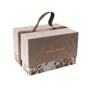 Luxury Custom Design Logo Cosmetics Box Gift Boxes With Leather Handles