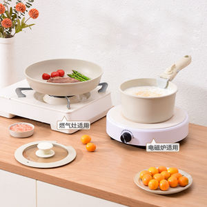 NOUVEAU DESIGN 5pcs Céramique Revêtement antiadhésif Induction Cuisine Ustensiles de cuisine Poêle à frire avec poignée détachable - Product Image 5