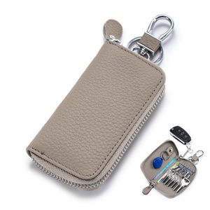 Wholesale Fashionable Car Key Bag Zipper Soft PU and Genuine Leather Key Case for Male Female Mini Key Wallet for Key Holder - Product Image 2