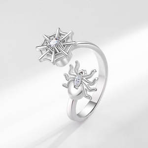 Conjunto de pendientes de pulsera de diamantes de agua roja europea y americana personalizada de fábrica, anillo de araña de descompresión de ansiedad giratorio - Product Image 4