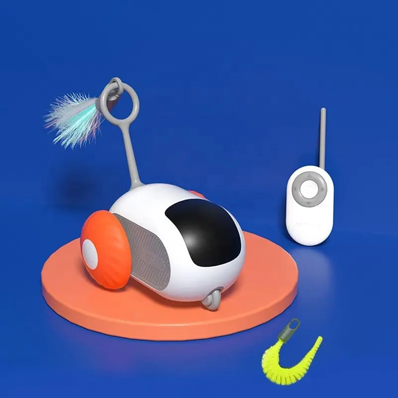 मजेदार स्मार्ट इंटरैक्टिव बिल्ली खिलौना इलेक्ट्रिक सेल्फ-मूविंग चेज़िंग चूहे कार स्वचालित बिल्ली माउस खिलौना पंख के साथ