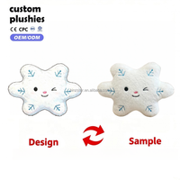 Coussin en peluche flocon de neige mignon qui cligne des yeux, doux et moelleux, blanc, avec broderie bleue, décoration d'hiver Kawaii, cadeau pour enfants