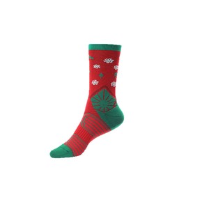 Calcetines navideños para mujer, calcetines de media pantorrilla de algodón térmico con patrón de copo de nieve rojo y verde para uso en otoño e invierno - Product Image 1