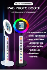 Entrepôt américain Expédition rapide Support de lumière <span class=keywords><strong>LED</strong></span> Anneau lumineux Rotation Fête <span class=keywords><strong>Selfie</strong></span> iPad Photomaton pour iPad 10.2/10.5/10.9/11/12.9/13 pouces - Product Image 5