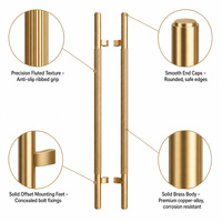 Poignée de porte en laiton massif, moderne et luxueuse, pour entrée principale d'hôtel ou villa, finition or brossé