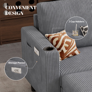 Canapé-lit convertible moderne et extensible avec rembourrage en mousse et fonction massage, revêtement en lin, idéal pour centres commerciaux et écoles, aucun assemblage requis - Product Image 2