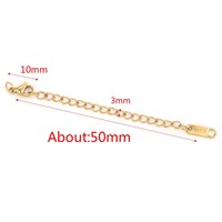 Chaînes d'extension en acier inoxydable de 50 mm avec fermoirs à griffe de homard, chaîne plaquée or, breloques d'extension pour la fabrication de bijoux