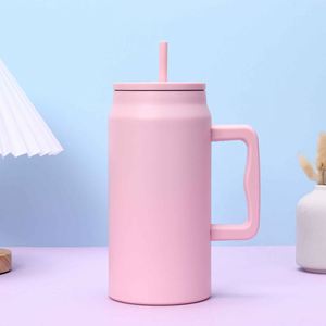 Light Blue Stainless Steel Vacuum Insulated Tumbler with <b>Straw</b> 50Oz Modern Minimalist Design Leak-Proof Travel Mug - Product Image 2