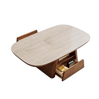 Nouvelle table basse moderne en bois avec plateau en marbre pour appartement et villa, meubles de salon 2025