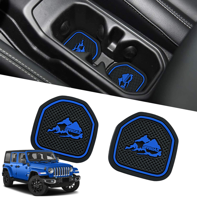 Car Cup Holder Coaster for Jeep Wrangler 2018-2022 Rubber/PVC Multifunctional Center Stack Mount with 1-Year Warranty
