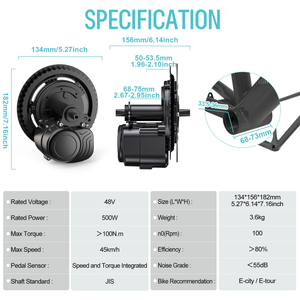 Kit de Conversión para <span class=keywords><strong>Bicicleta</strong></span> Eléctrica Tong-Sheng TSD-Z2B Nuevo, 48V 500W, <span class=keywords><strong>Motor</strong></span> Central, Acelerador de Pulgar, Eje de <span class=keywords><strong>Pedalier</strong></span> de 68-73mm - Product Image 2