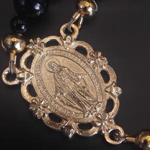 <span class=keywords><strong>Rosario</strong></span> Católico Vintage con Cuentas <span class=keywords><strong>de</strong></span> Ónix Negro y Medalla Milagrosa Dorada, Joyería <span class=keywords><strong>de</strong></span> Fe Cristiana - Product Image 5