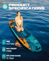 Papan Sup Tiup ESUP Factory Wholesale 11'6, Lebar 35 inci, Paddleboard ISUP Kapasitas 2 Orang, Papan Dayung Tahan Lama