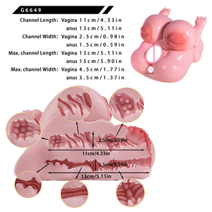 GEEBA Pink Bear Ruby Fantasy Bear Half Body Male <b>Masturbator</b> Dual Channel Medical Grade Silicone Doll Design Realistic toys - Product Image 6