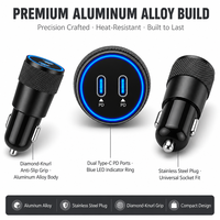 Chargeur de voiture double USB-C PD 60W à charge rapide, allume-cigare en alliage d'aluminium, répartiteur 30W QC3.0 pour téléphone et tablette 12-24V OEM