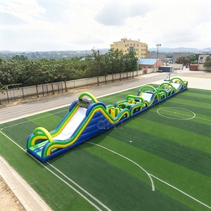 Parcours d'obstacles gonflable géant commercial avec mur d'escalade pour enfants et adultes, idéal pour événements et fêtes en extérieur, location de structure gonflable longue pour course. - Product Image 2