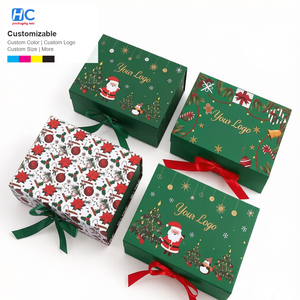Christmas Custom Logo Printed Folding <b>Box</b> for Beanie <b>Hat</b> and Knit Scarf Luxury Rigid Paperboard Packaging Gift <b>Box</b> - Product Image 1