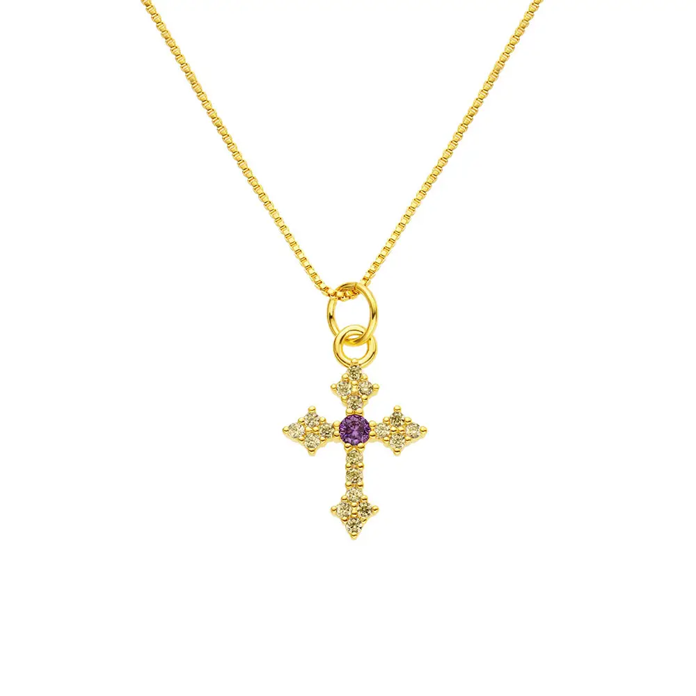 Hot sale gold pendant artificial diamond cross necklace