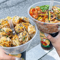MOQ 40 Sets 500ml Plastikbecher und Snackschalen zum Mitnehmen – Ideal für frittierte Brötchen und Hot Pot – Mit großen 230mm Strohhalmen