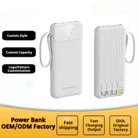 Batterie externe portable 10000 mAh à charge rapide, chargeur de batterie mobile mince avec affichage LED, personnalisable avec logo, pour téléphone et voyage