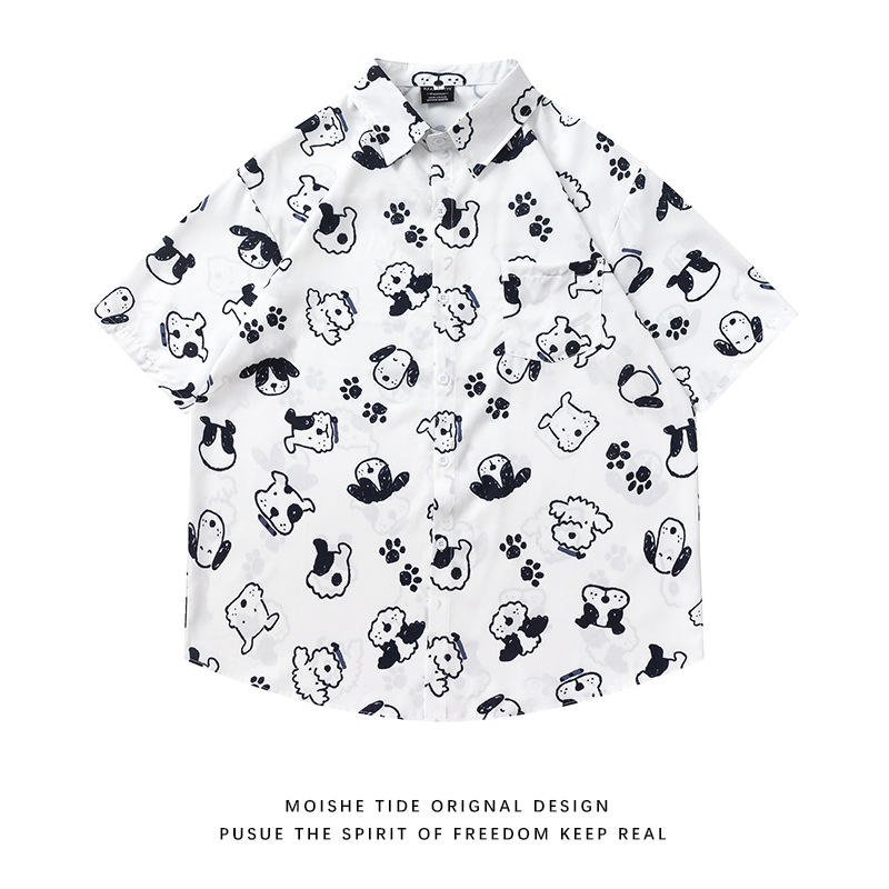 2025 Original New Japanese Trendy Brand Men's T-shirt Summer Casual Full-print Hawaiian-style Short-sleeved Versatile Design