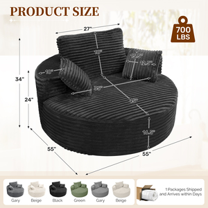 Sillón Redondo Moderno Grande Tipo Nube, Tapizado en Terciopelo, Multifuncional para Sala de Estar, Relajación y Lectura - Product Image 6