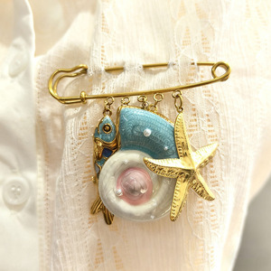 SSeesy Nova Série Marinha Estilo Natural <span class=keywords><strong>DIY</strong></span> Broche de Aço Inoxidável Acessórios de Moda Femininos Originais Personalizados - Product Image 6