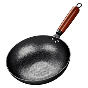 Iron Wok Non-Stick Frying Pan Hand Forged Flat Bottom For Gas <b>Stove</b> Induction Cooker Home Use Model YLCG-02 - Product Image 1
