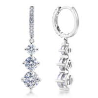Dames 925 zilveren moissanite oorhangers met drie stenen, trendy, geschikt voor verloving, feest of bruiloft, GRA gecertificeerd