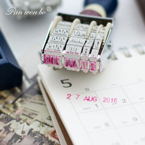 Tampon à date en bois décoratif, encreur jour mois année, petit tampon à date rétro pour bricolage, fabrication de cartes, planificateur, scrapbooking - Product Image 6