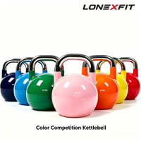 Ensemble de kettlebells de compétition colorées 4-32 kg, poignée chromée avec revêtement en poudre, codage couleur, taille unique, marquage KG LB, CrossFit, Gym, OEM