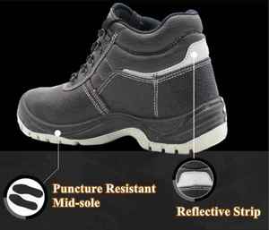 Chaussures de sécurité pour hommes anti-perforation à embout d'acier |   Bottes de travail en cuir de vachette gaufré antidérapantes |   Hiver/Automne/Printemps/Été - Product Image 4