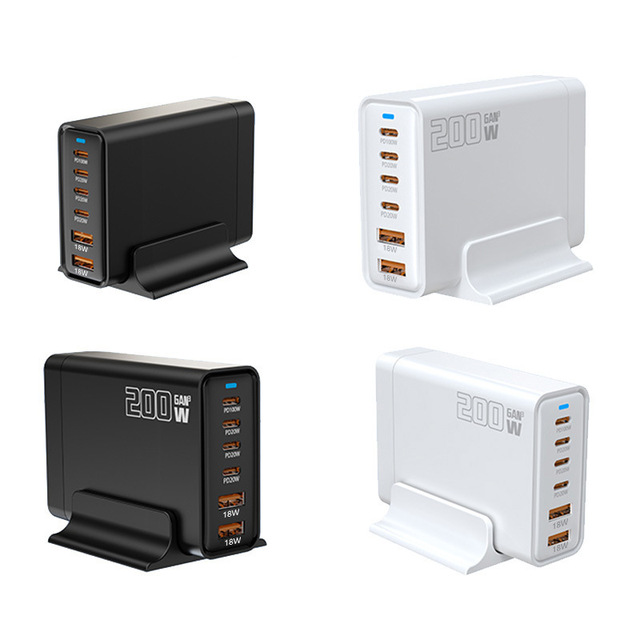 2026 New Smart Allocation 200W GaN Multi USB Ports Desktop Fast Charging Station for Universal Electronic Devices