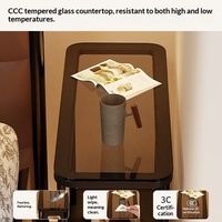 Table d'appoint minimaliste moderne ultra-plate à double niveau avec étagère en verre trempé pour canapé et rangement de chevet