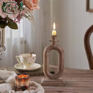 Candelabros de Madera de Estilo Vintage, Forma Ovalada, Decoración para el Hogar, Accesorios Navideños, Artesanía de Madera Maciza, Decoración de Escritorio - Product Image 2