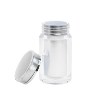 Flacon distributeur de pilules en PS de 100 ml, en forme de balle, imprimé sérigraphié, double, portable, en plastique argenté avec couvercle hermétique