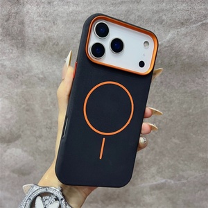 เคสหนัง iPhone 17 Pro Max พร้อมวงแหวนแม่เหล็ก ขอบกล้องเคลือบหรูหรา สีส้ม - Product Image 4