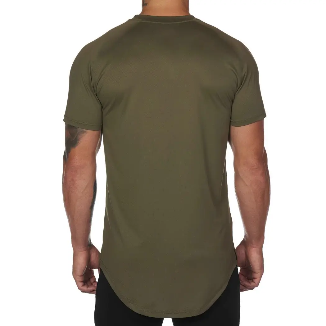 Chemises en polyester ajustées vierges personnalisées col rond à séchage rapide course Fitness T-shirt entraînement athlétique Gym Sport hommes T-shirt