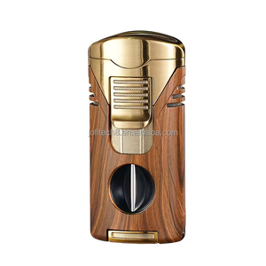 4-in-1 V-shaped Cigar Cutter 4-fire Direct Cigar Lighter Inflatable Cigar Holder Multi-Function Lighter - Product Image 1